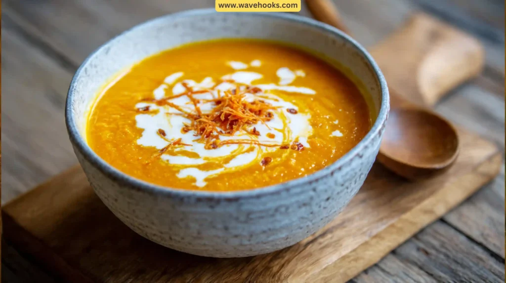 Carrot Ginger Soup with Coconut Cream