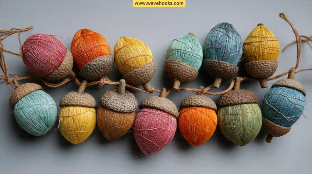 Yarn Wrapped Acorn Garland