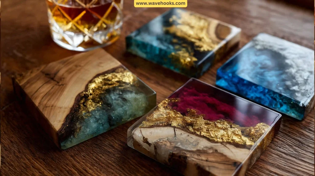 Faux Leaf Resin Coasters