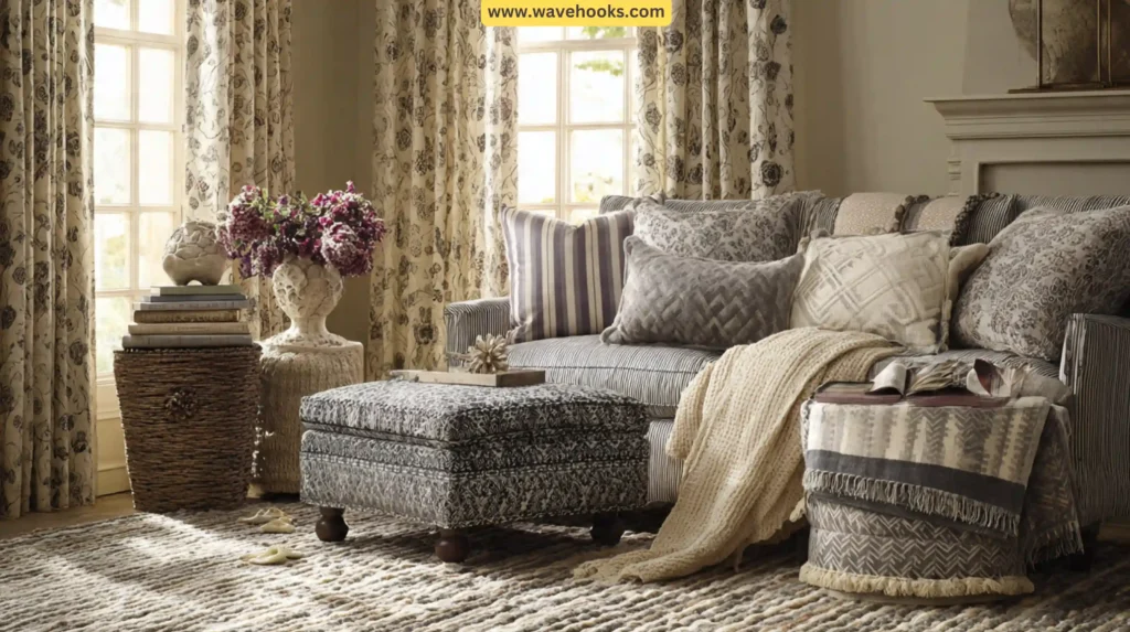 how to mix fabric patterns in a room?