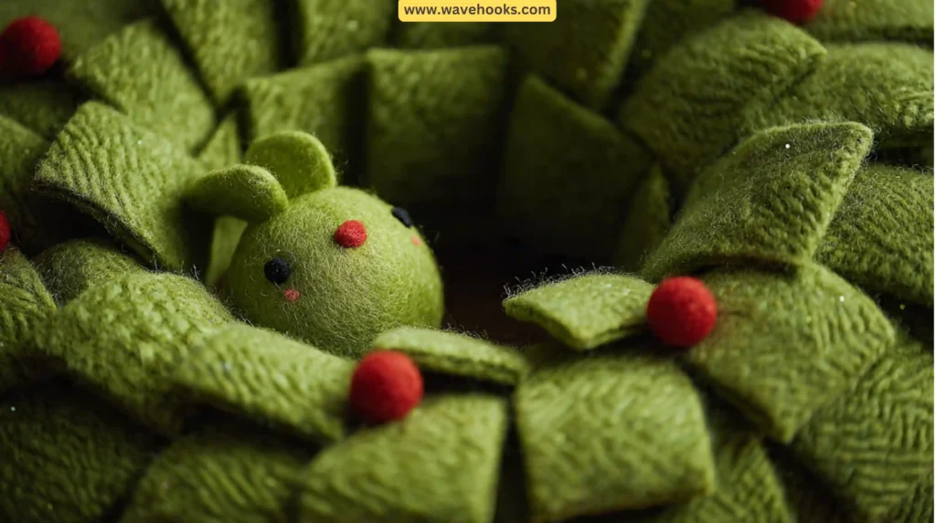 25. Dollar Tree Grinch Wreath Ideas with Felt Fabric Pieces