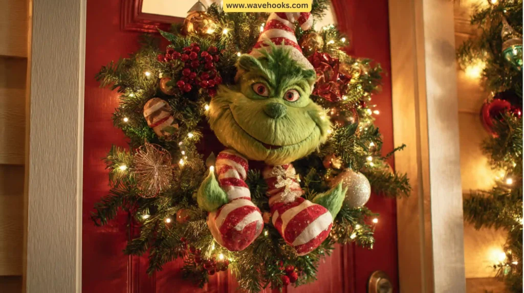 Holiday Door Wreath Themes with a Grinch Twist