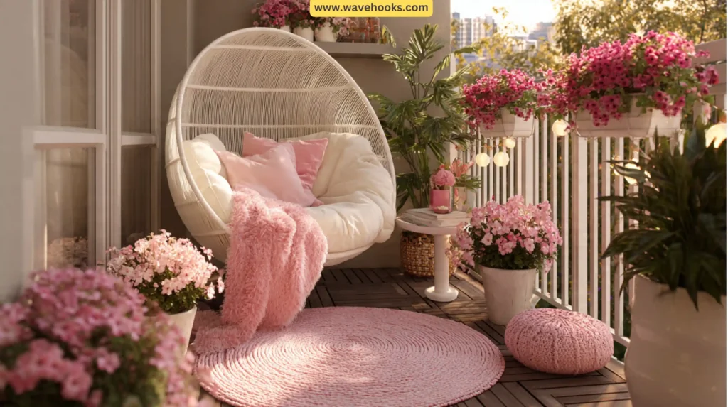 Great Pink Balcony Decorating Ideas for seating and furniture