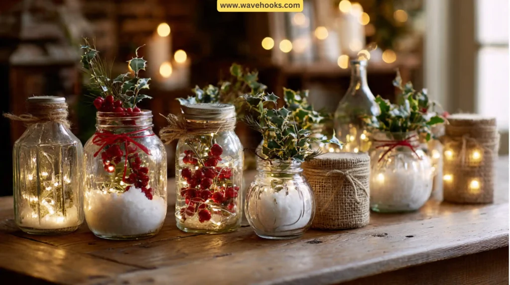 Mason Jar and Bottle Fun for Simple Christmas Decoration Ideas at Home