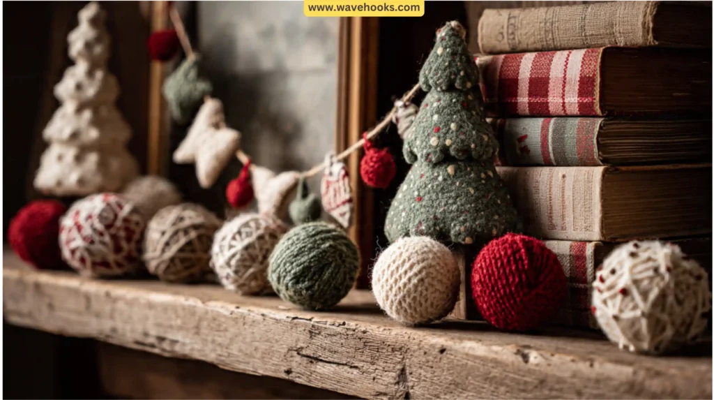 Yarn and Fabric Creations for Simple Christmas Decoration Ideas at Home