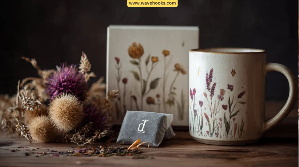 76. Painted Mug and Tea Set