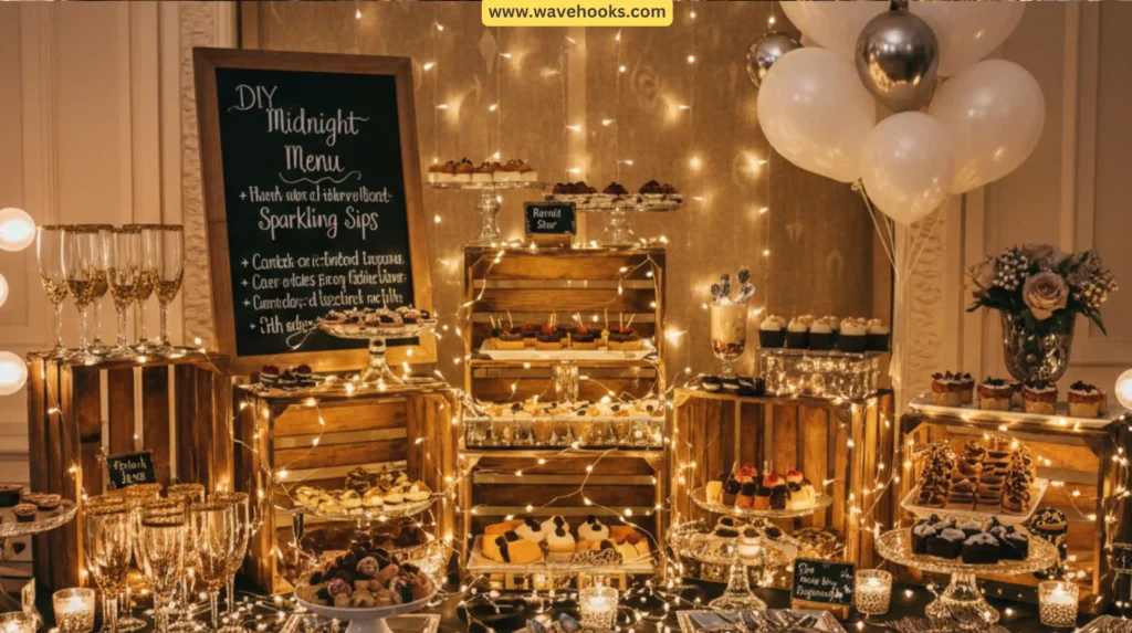 Smart New Year Party Decoration Ideas by Elevating the Food and Drink Stations
