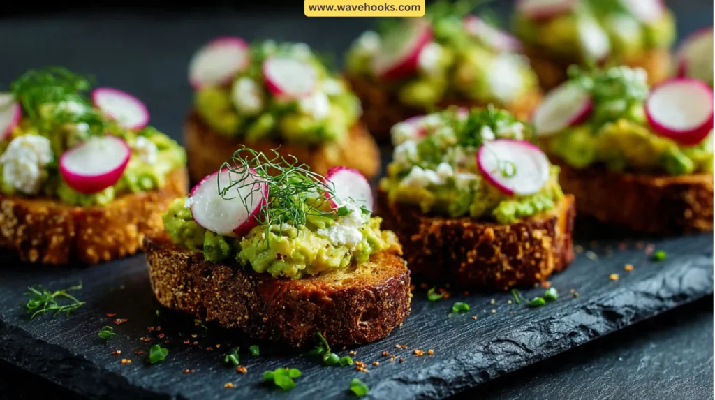44. Avocado Toast Bites with Radish