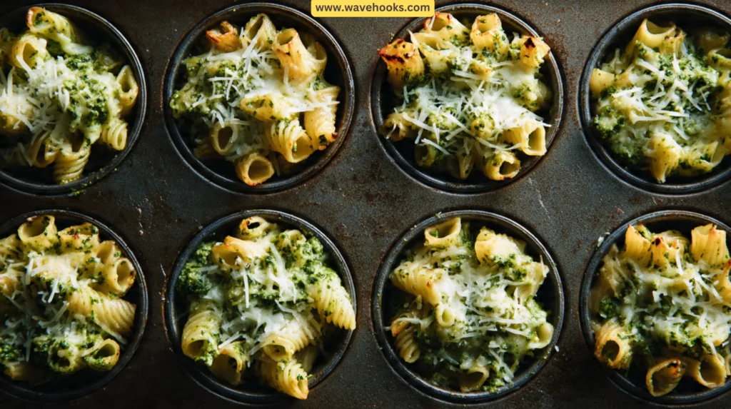 65. Baked Pesto Pasta Cups