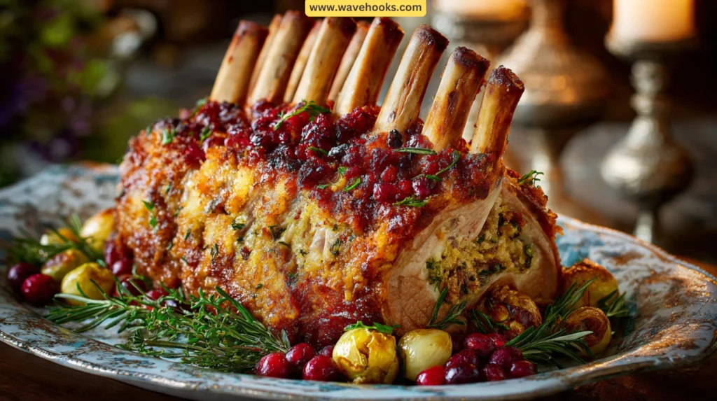 91. Crown Roast of Pork with Apple-Cherry Stuffing best Christmas party food ideas
