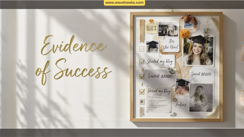 Reverse vision board showing achieved goals and evidence of success for 2026 motivation.