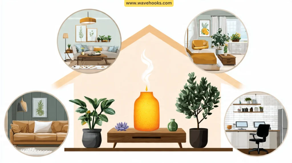 Home scent zoning map showing different fragrances used in each room.