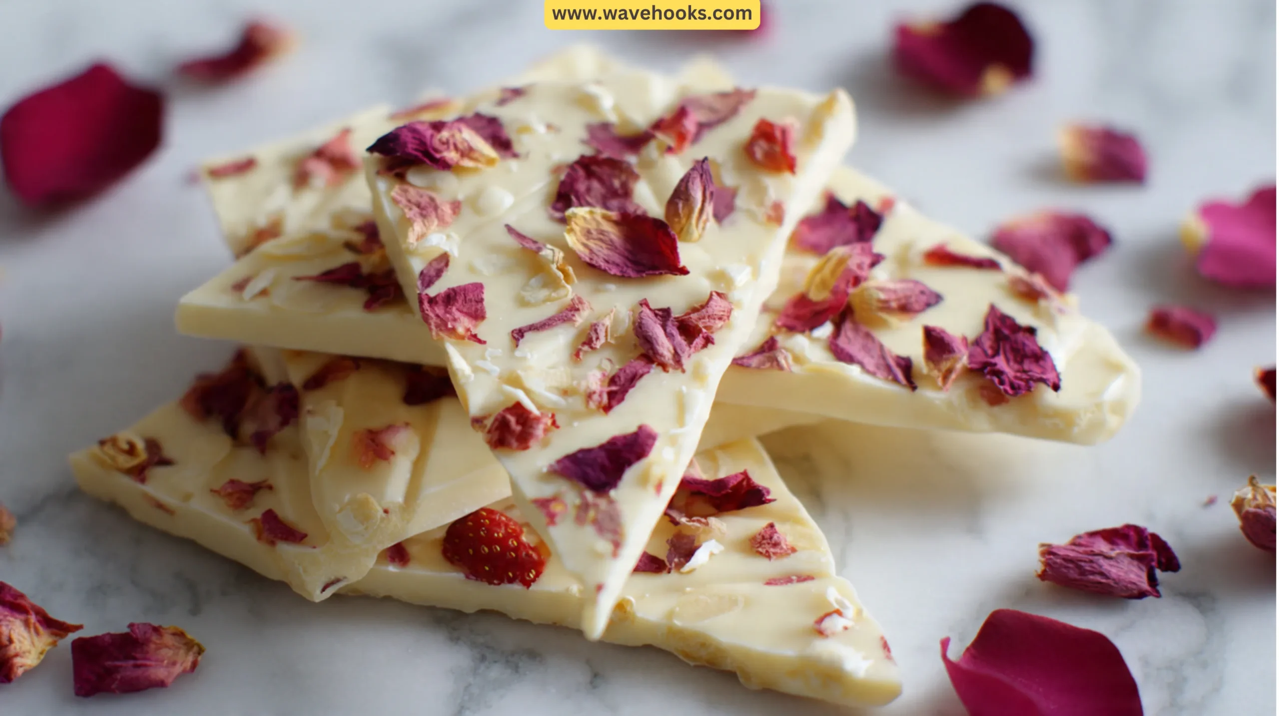 36. White Chocolate Rose Petal Bark
