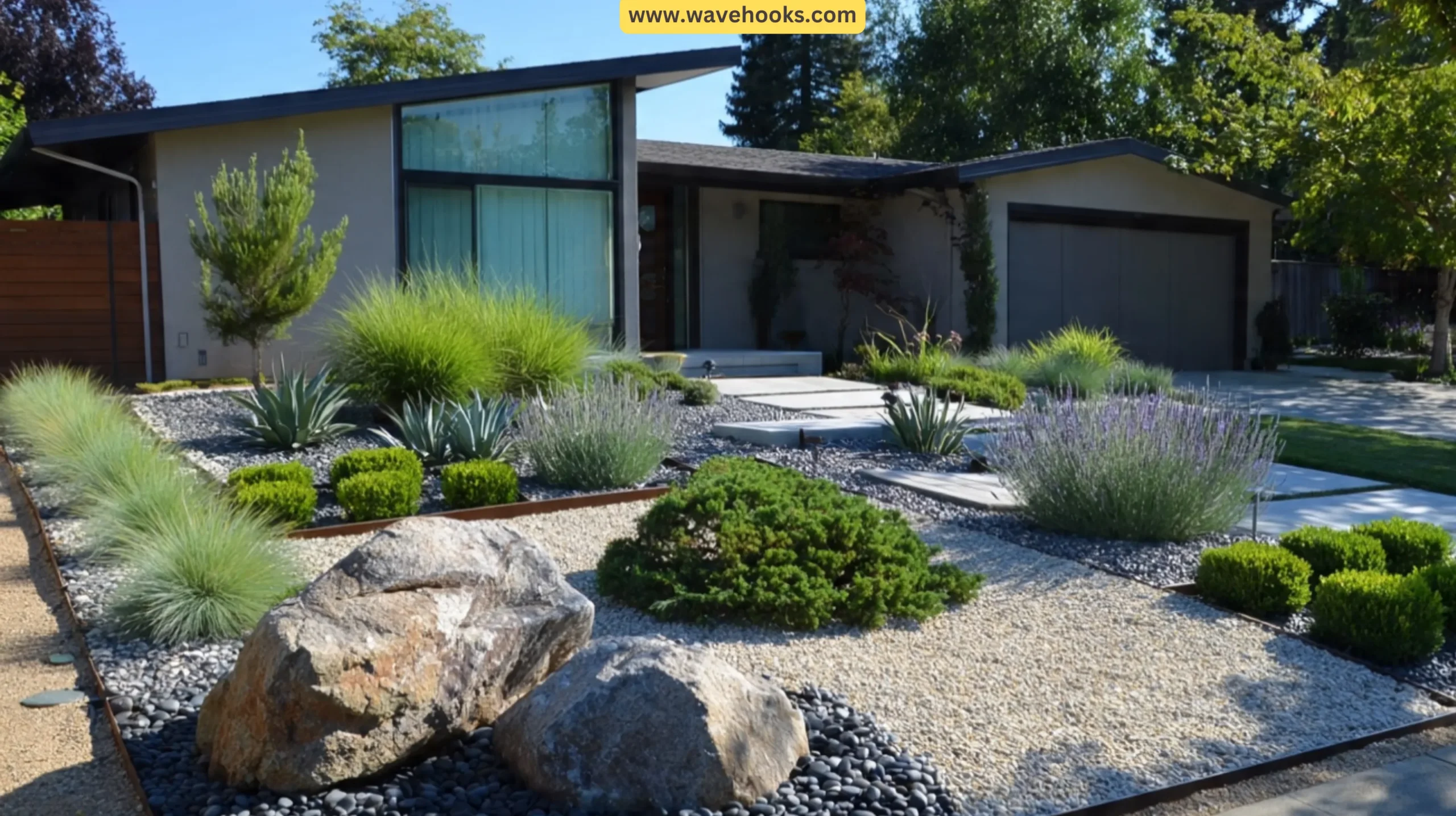 Front Yard Landscaping Ideas With Rocks For A Clean Modern Look