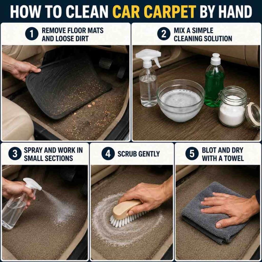 how to clean car carpet with hand