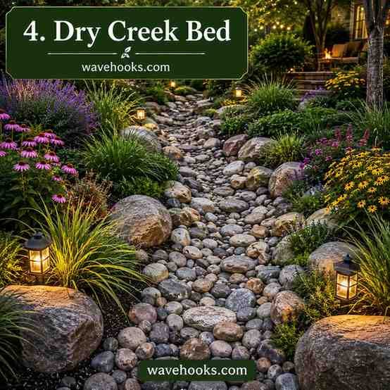 dry bed in the slope landscape ideas