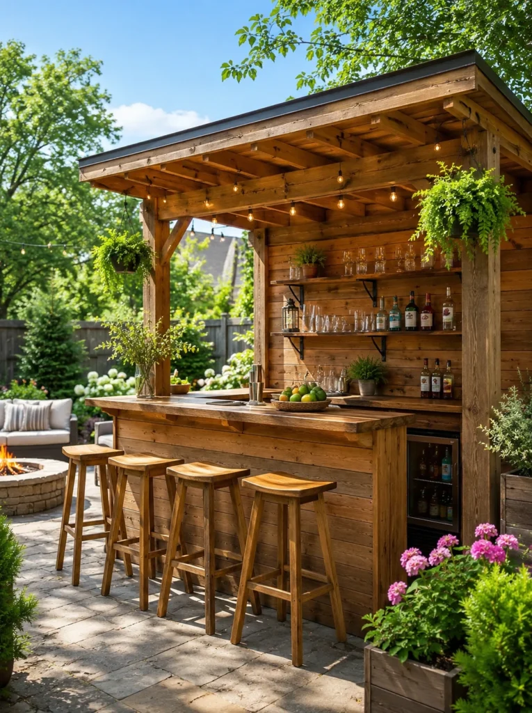 14. Backyard Bar with Stools