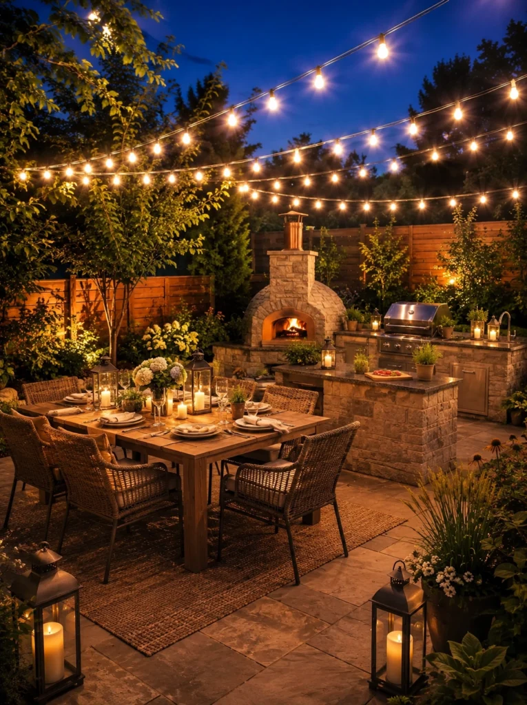27. Outdoor String Light Canopy