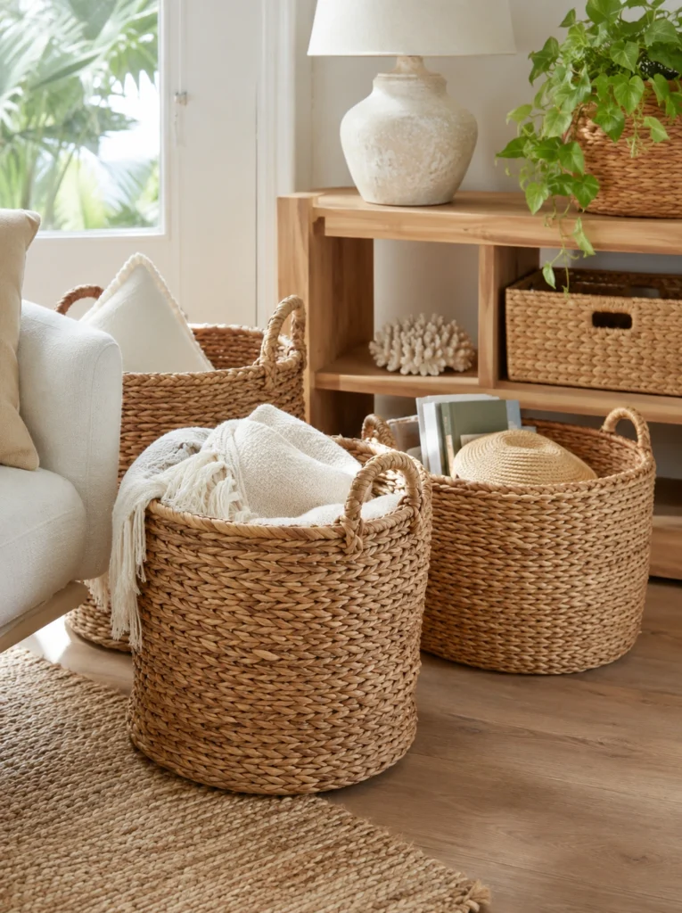 18. Woven Seagrass Baskets for Storage