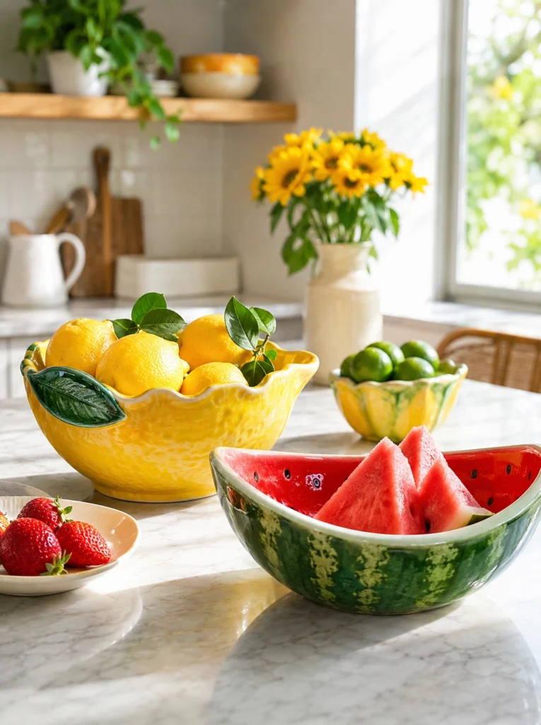 23. Fruit-Shaped Ceramic Bowls