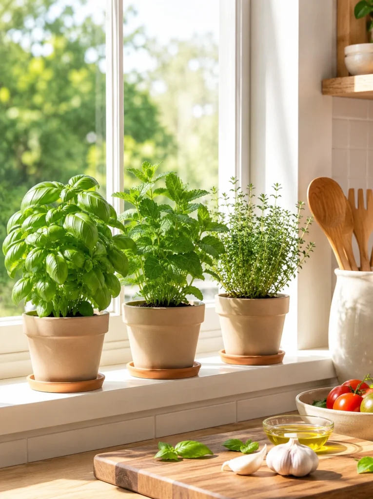 31. Mini Herb Garden on the Windowsill