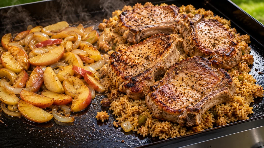 6. Pork Chops with Apples and Rice