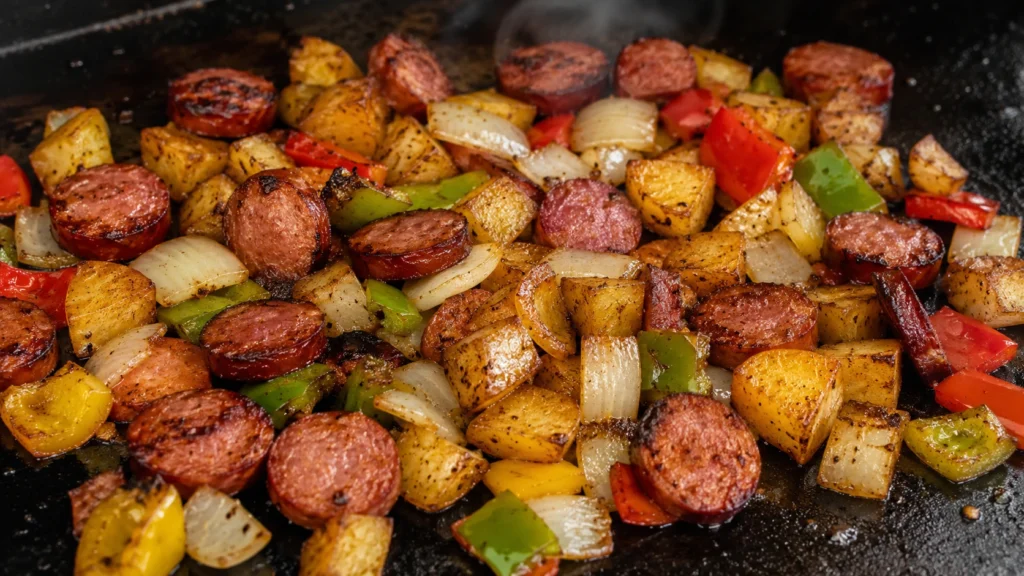 22. Blackstone Sausage and Potato Skillet