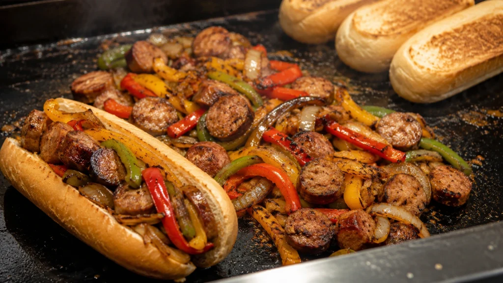 23. Griddle Sausage and Peppers
