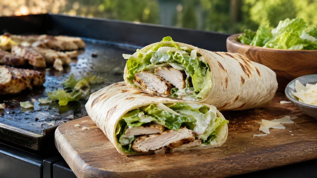 56. Blackstone Chicken Caesar Wraps