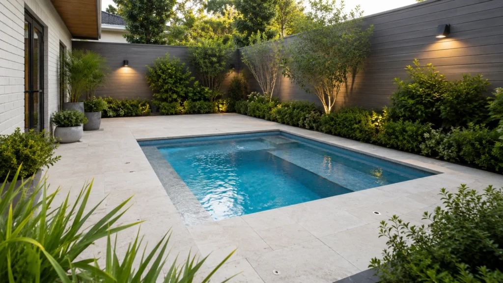 1. Square Plunge Small Backyard Pool Ideas