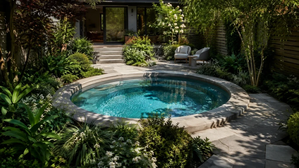 2. Circular Plunge Pool as a Garden Centerpiece