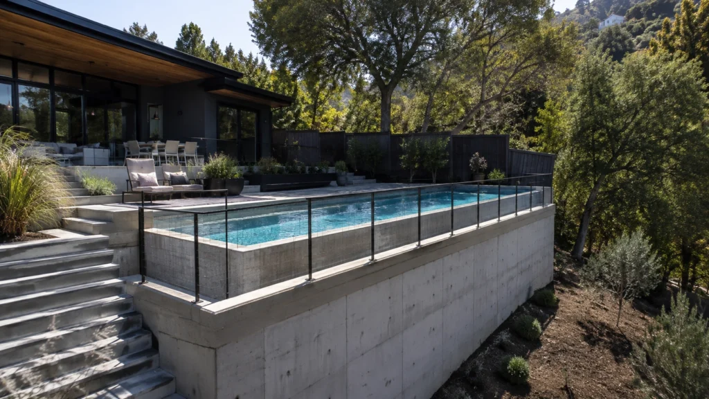 7. Elevated Lap Pool on a Raised Concrete Platform