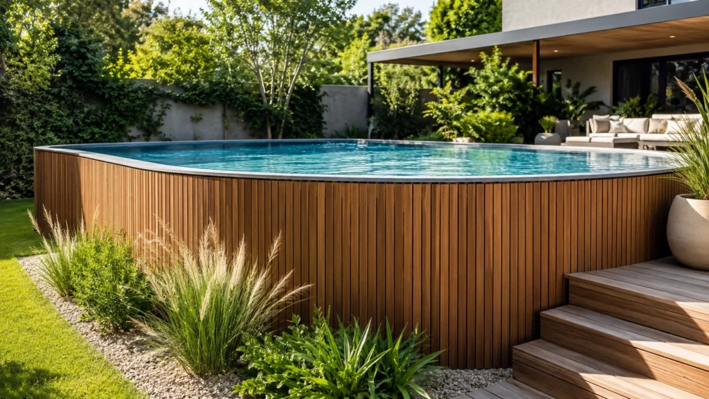 22. Vertical Composite Slat Cladding in Warm Tones