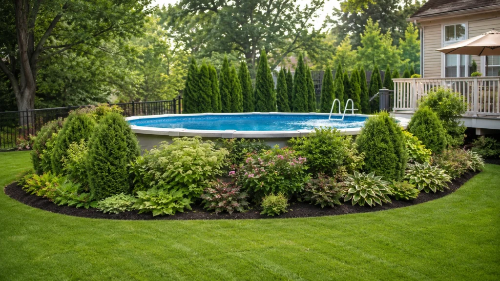 11. Layered Shrub Border Concealing the Pool Base