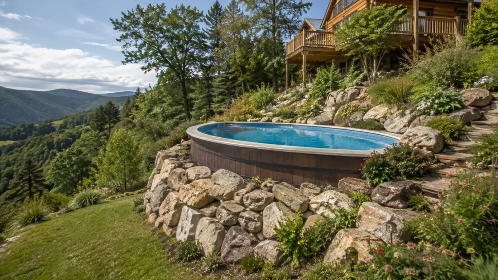 20. Pool Nestled Into a Hillside With Rock Retaining