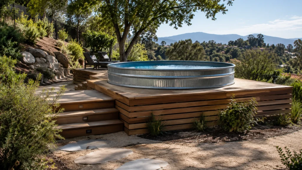 30. Elevated Stock Tank Pool on a Raised Platform