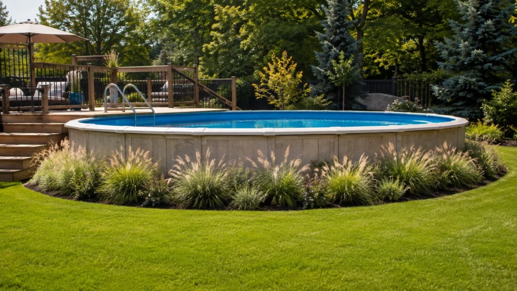 12. Ornamental Grass Ring Softening the Pool's Edge