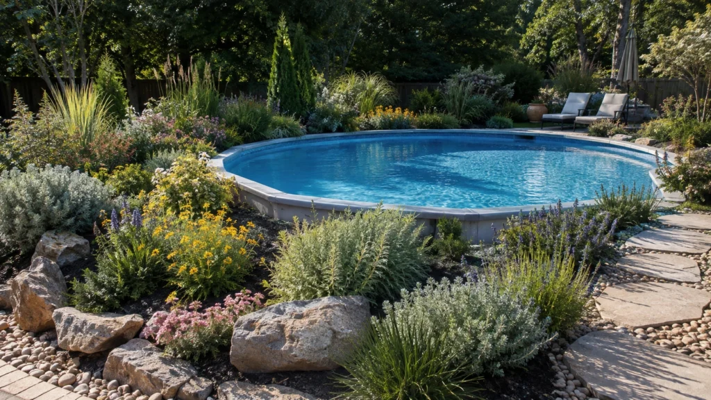 10. Partially Sunken Pool With a Raised Garden Border
