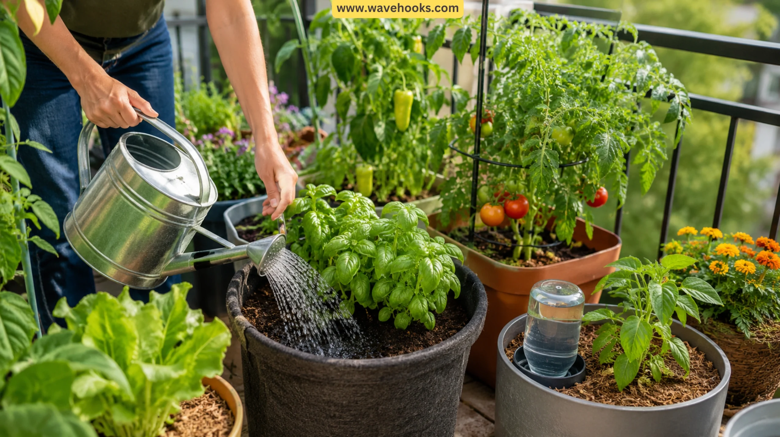 container plants watered in July
