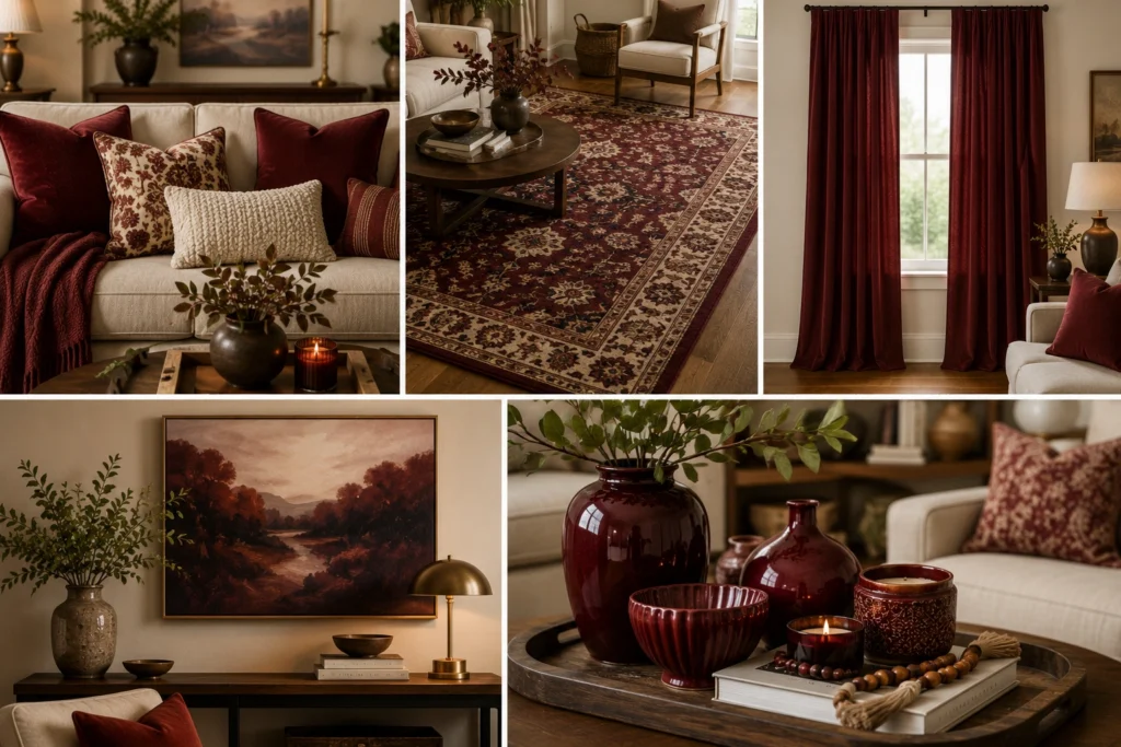 Cherry Living Room Decor Ideas with Texture and Personality