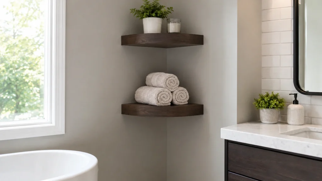 19. Floating Corner Shelves for Rolled Hand Towels