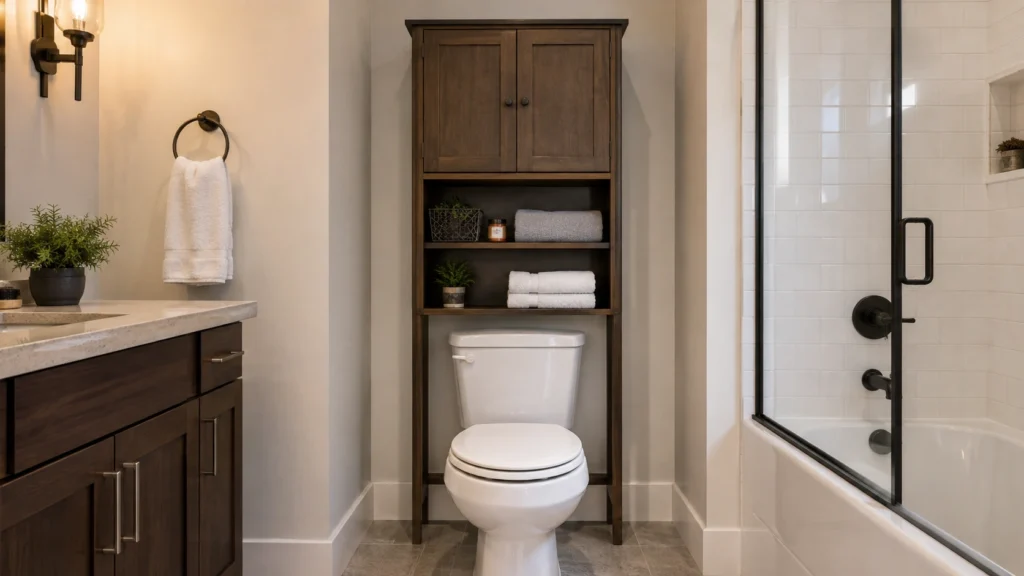16. Cabinet-and-Shelf Combination Above the Toilet