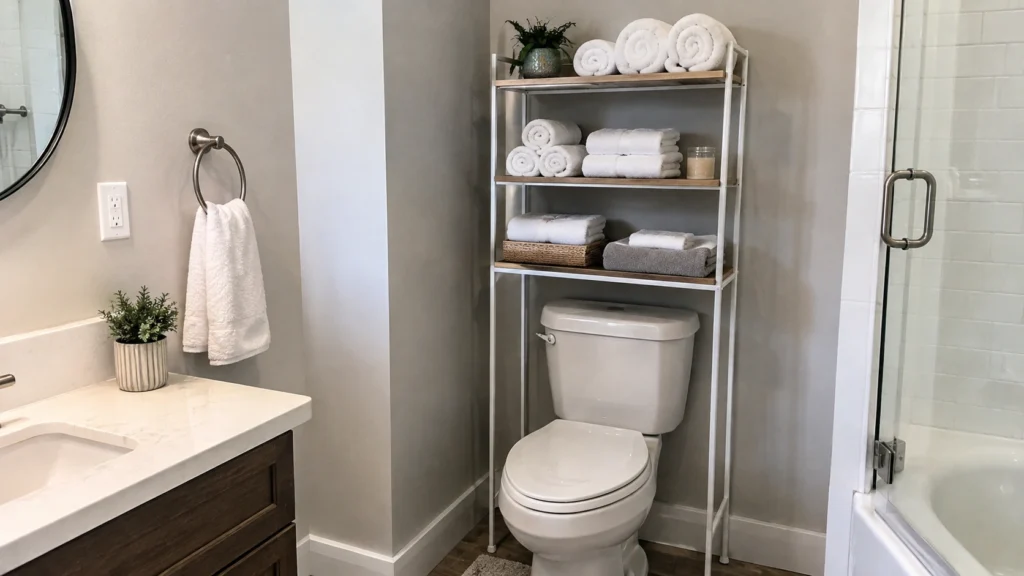 14. Freestanding Over-the-Toilet Towel Shelf Unit