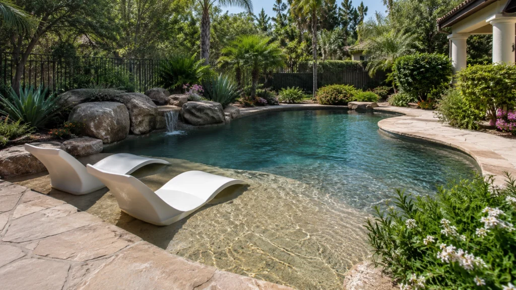 18. Freeform Cocktail Pool With a Tanning Shelf