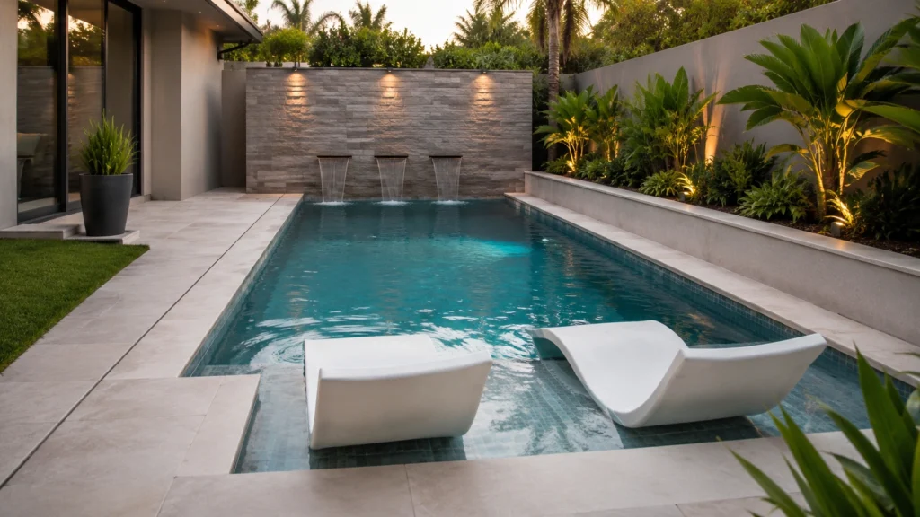 16. Rectangular Cocktail Pool With Integrated Loungers