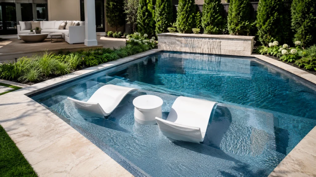26. In-Pool Ledge Seating Along the Shallow End