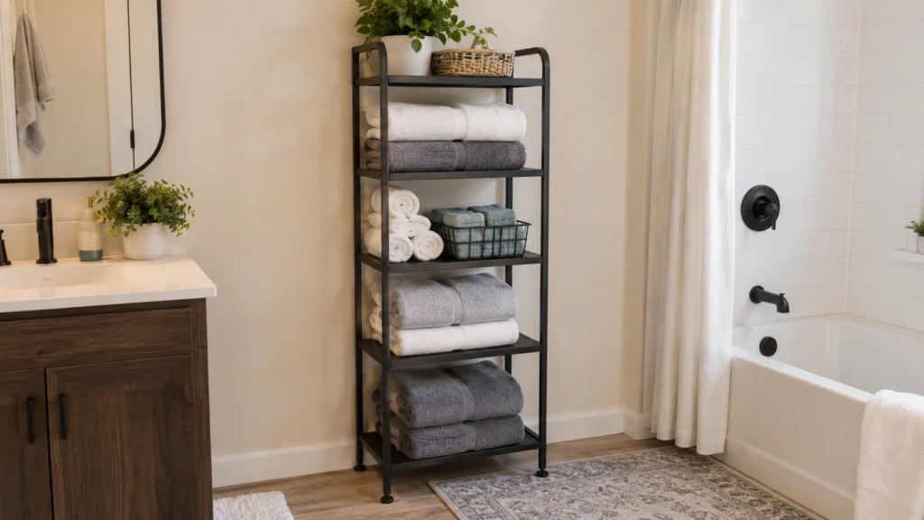 29. Freestanding Shelf Unit for Towels and Washcloths