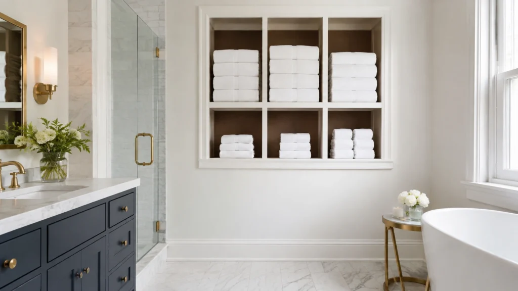 26. Open Cubby Shelf for Sorting Towels by Size
