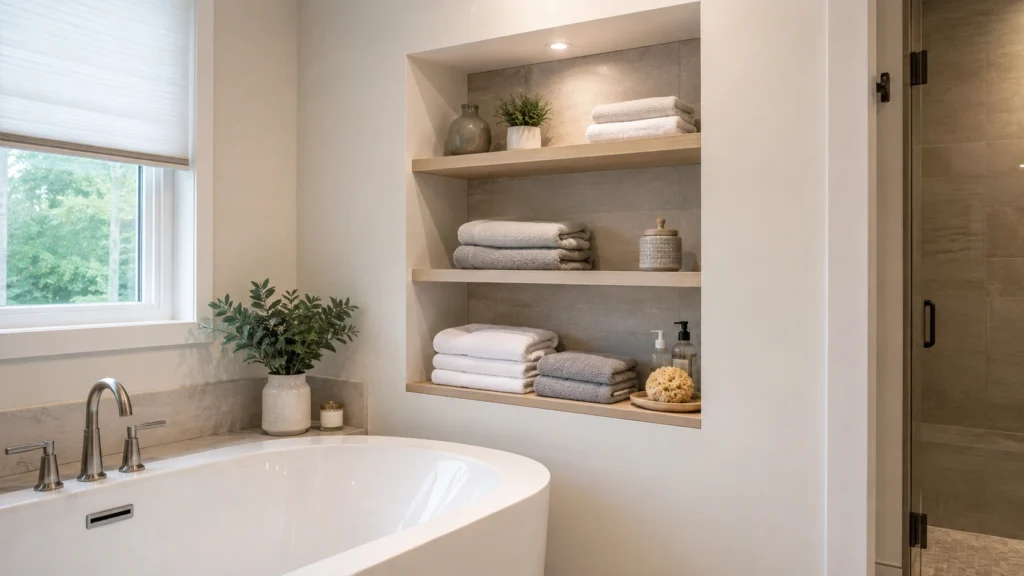 22. Recessed Shelves Beside the Bathtub