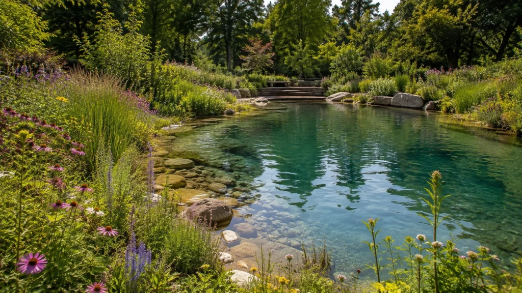 13. Wildlife-Friendly Pond Pool With Native Plantings